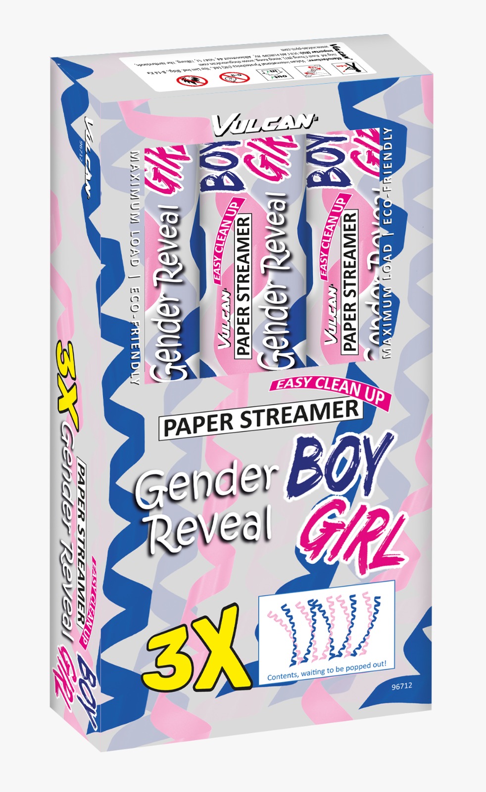 Paper streamer kanon blauw per 3 verpakt - Afbeelding 2